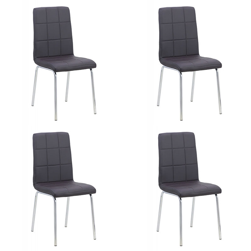 Set 4 scaune de bucătărie piele ecologică maro